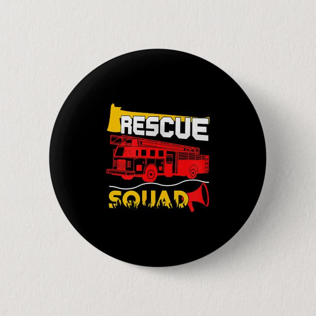 Badge Rond 5 Cm Rescue Squad Lifesaver Fireman Gift Proud Firefigh (Devant)