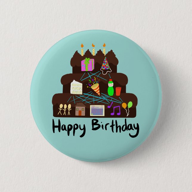 Badge Rond 5 Cm Réseau neuronal d'anniversaire nerd (Devant)