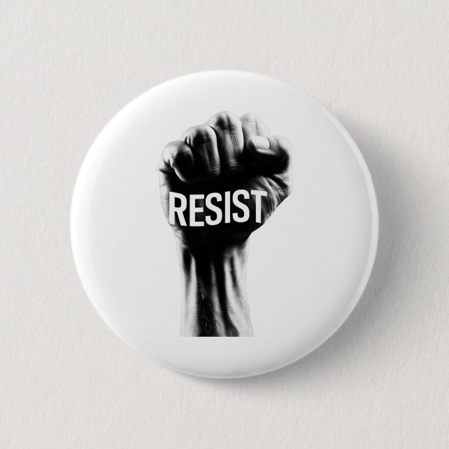 Badge Rond 5 Cm Résiste Avec Un Poing (Devant)