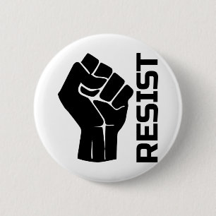 Badge Rond 5 Cm Résister avec le poing - en noir 0002