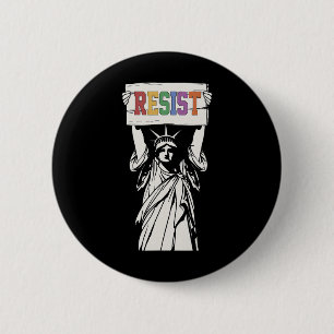 Badge Rond 5 Cm Résister Statue de la Liberté Paix Gentillesse Tru