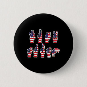 Badge Rond 5 Cm Résister subtilement à Trump Asl Langue des Signes