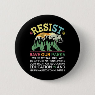 Badge Rond 5 Cm Résistez À Sauver Nos Parcs Soutien Parc National 