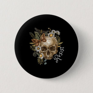 Badge Rond 5 Cm Résistez à un crâne subtil et anti-Trump, à une fl