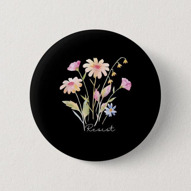 Badge Rond 5 Cm Résistez à une protestation botanique subtile cont (Devant)
