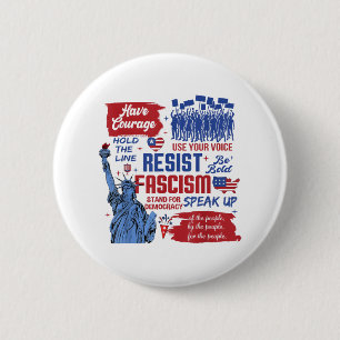 Badge Rond 5 Cm Résistez au fascisme Activiste Libéral Anti-Trump
