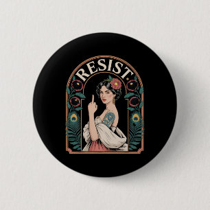 Badge Rond 5 Cm Résistez Nouveau Mucha Anti-trump Femmes Féministe