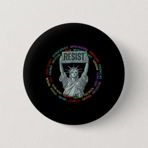 Badge Rond 5 Cm Résistez Résistance Usa Statue de la Liberté Hands