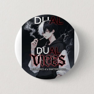 Badge Rond 5 Cm Résonance des Vices Duels d'une Âme Brisée Art Ani