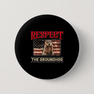 Badge Rond 5 Cm Respecter la marmotte Drapeau américain vintage Jo