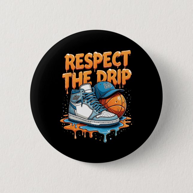 Badge Rond 5 Cm Respecter le style de rue des baskets avec Drip Sn (Devant)