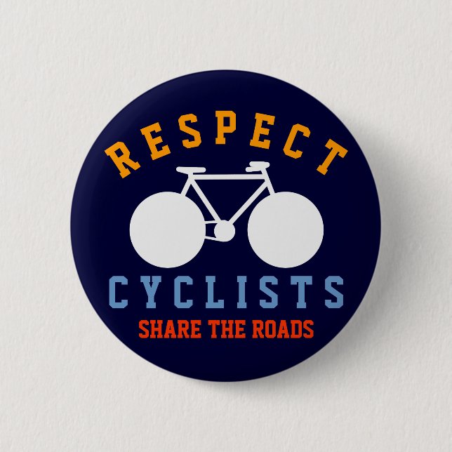 Badge Rond 5 Cm respecter les cyclistes, vélo (Devant)
