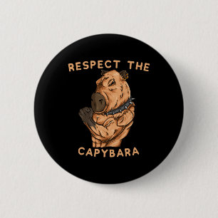 Badge Rond 5 Cm Respectez Le Capybara - Corps Musclé Drôle Fitness
