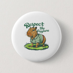 Badge Rond 5 Cm Respectez Le Capybara - Photo Drôle de Rongeur Cap