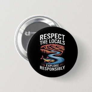 Badge Rond 5 Cm Respectez les locaux Poisson Océan Sauvegarder la 