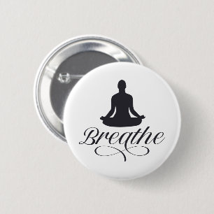 Badge Rond 5 Cm Respire le Yoga Pose Silhouette