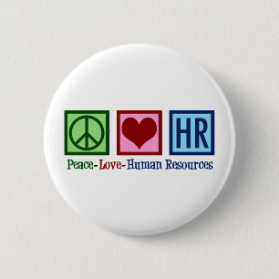 Badge Rond 5 Cm Ressources humaines Peace Love RH Bureau Rep