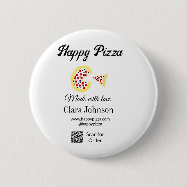 Badge Rond 5 Cm Restaurant de pizzas café pizzeria scannez le code (Devant)