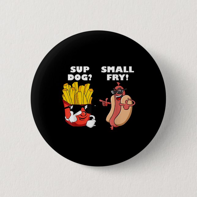 Badge Rond 5 Cm Restauration Rapide Chien Chaud Et Petite Friture  (Devant)