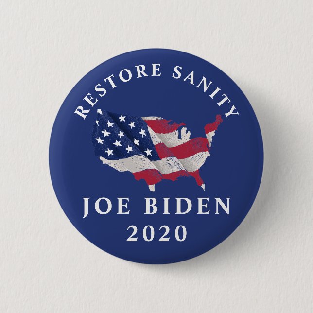Badge Rond 5 Cm Restaurer Sanity Joe Biden 2020 (Devant)