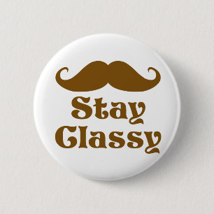 Badge Rond 5 Cm Restez à la moustache classique