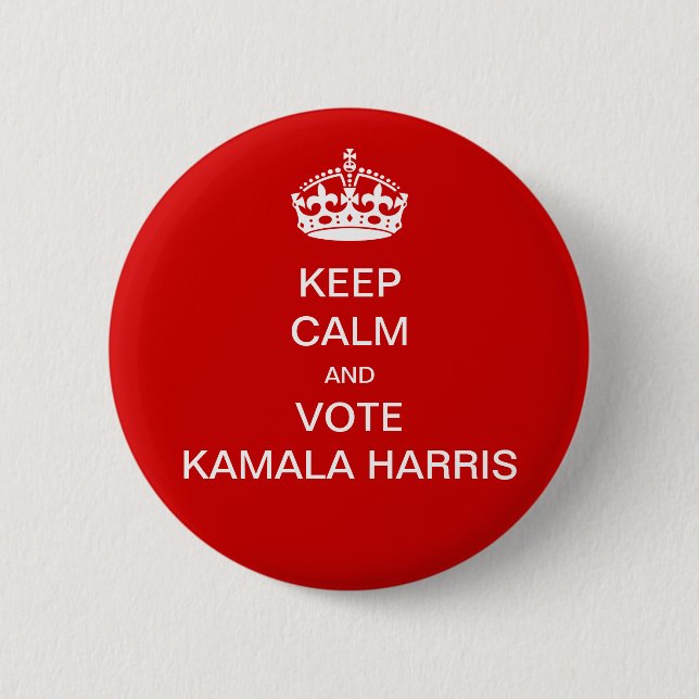 Badge Rond 5 Cm Restez calme et votez Kamala Harris (Devant)