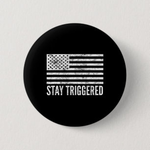 Badge Rond 5 Cm Restez déclenché drôle Pro Trump drapeau américain