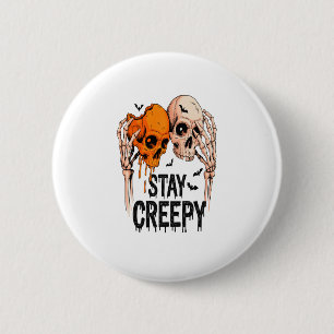 Badge Rond 5 Cm Restez Déplaisant PNG, Rétro Halloween crâne