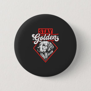 Badge Rond 5 Cm Restez Golden Retriever doré Chien