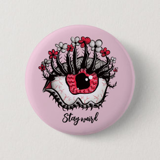 Badge Rond 5 Cm Restez Horreur étrange Pastel Goth Eye Macabre ros