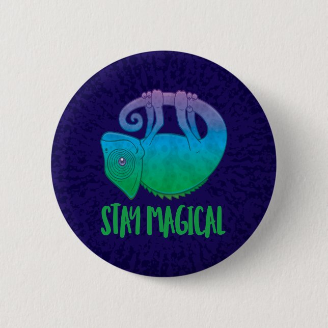 Badge Rond 5 Cm Restez magique Lévitation Chameleon (Devant)