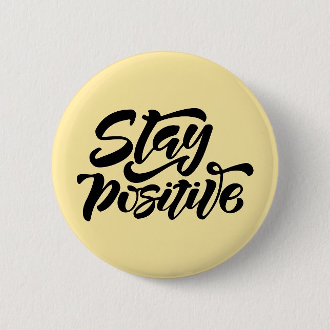 Badge Rond 5 Cm Restez positif Jaune (Devant)
