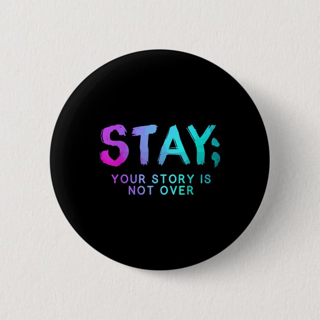 Badge Rond 5 Cm Restez Semicolon Mois de sensibilisation à la prév (Devant)