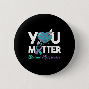 Badge Rond 5 Cm Restez vous Violet Turquoise Coeur Suicide Sensibi