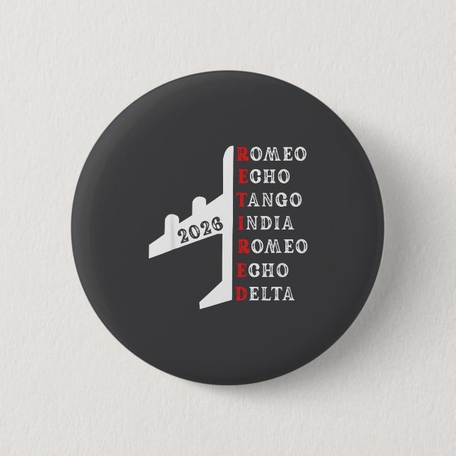 Badge Rond 5 Cm Retired Lot 2026 Phonetic Alphabet Retirement Gift (Devant)