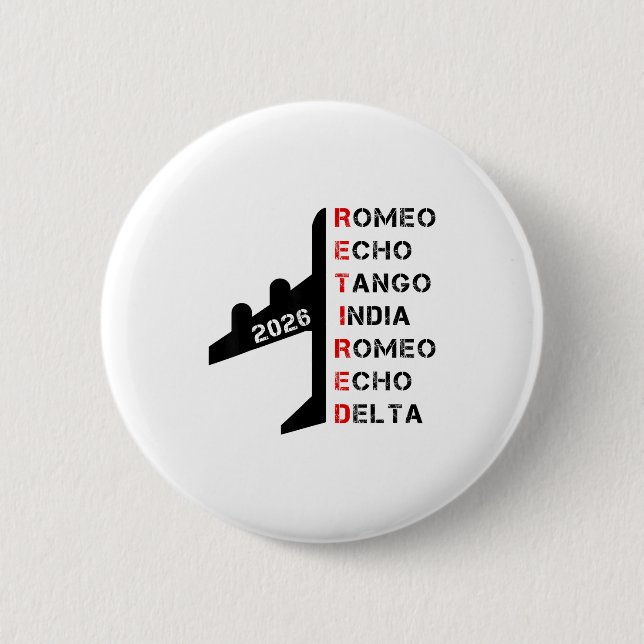 Badge Rond 5 Cm Retired Lot 2026 Phonetic Alphabet Retirement Gift (Devant)