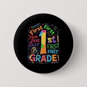 Badge Rond 5 Cm Retour à l'école 1re année Équipe Typographie Étud