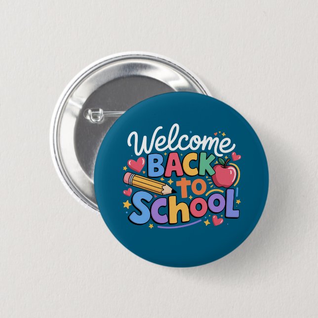 Badge Rond 5 Cm Retour à l'école Enseignant Premier jour de l'écol (Devant & derrière)