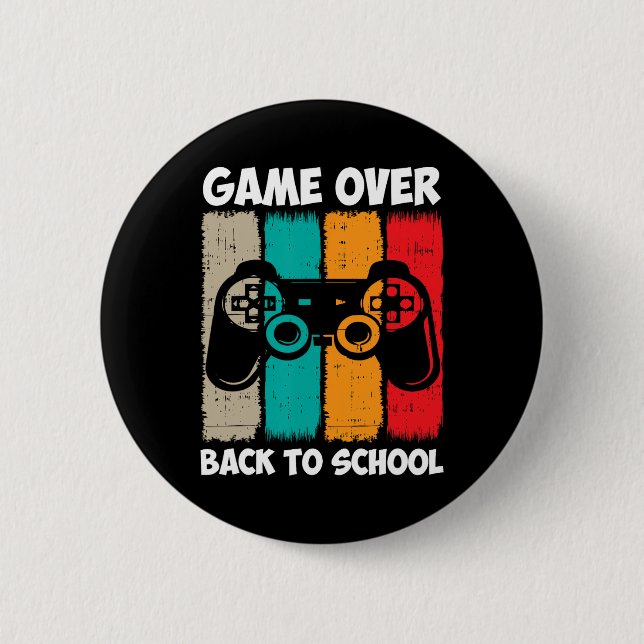 Badge Rond 5 Cm Retour À L'École Fun Jeu Sur Vidéo De L'Étudiant (Devant)