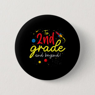 Badge Rond 5 Cm Retour à l'école garçon fille espace deuxième anné