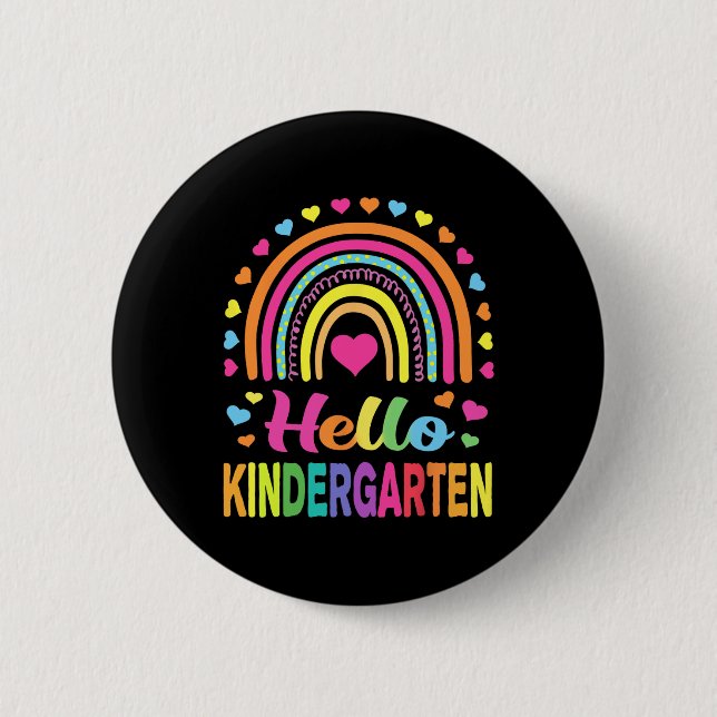 Badge Rond 5 Cm Retour à l'école Hello Kindergarten Squad Enseigna (Devant)