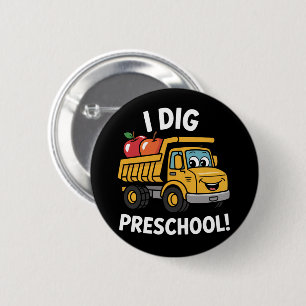 Badge Rond 5 Cm Retour à l'école J'adore le Camion à Benne de la M