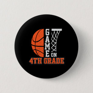 Badge Rond 5 Cm Retour À L'École Jeu Sur Basketball De 4E Année Fu