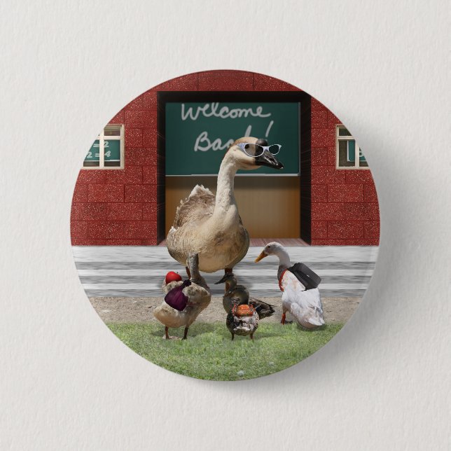Badge Rond 5 Cm Retour à l'école, petits canards ! (Devant)