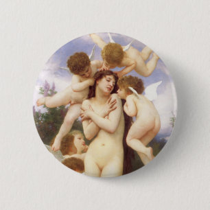 Badge Rond 5 Cm Retour du printemps (Le Printemps) par Bouguereau