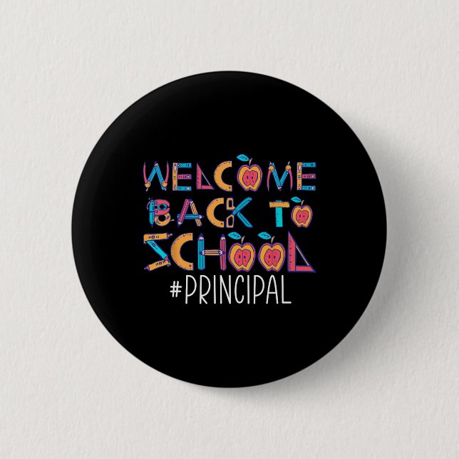 Badge Rond 5 Cm Retourner À L'École Principal (Devant)