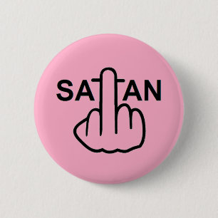 Badge Rond 5 Cm Retourner du bouton Satan