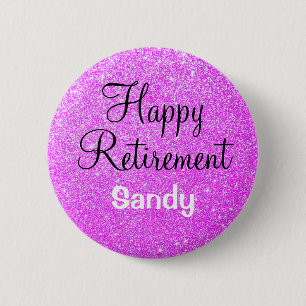 Badge Rond 5 Cm Retraite heureuse glamour violet paillettes scinti