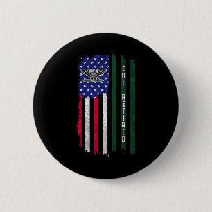 Badge Rond 5 Cm Retraité O6 Colonel Col Rank American Flag