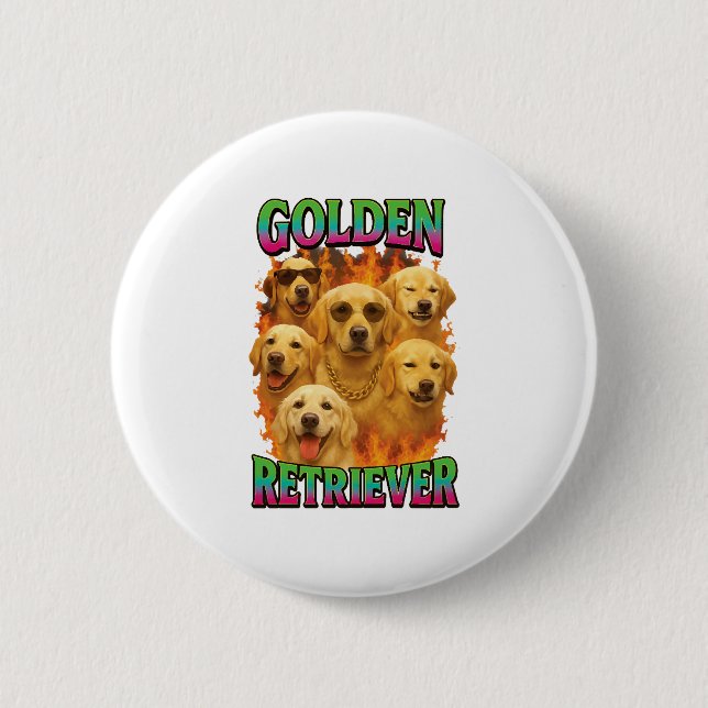 Badge Rond 5 Cm Retriever doré  (Devant)